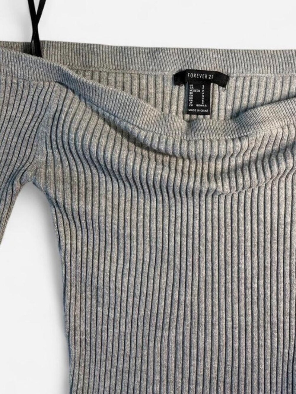 Forever 21 Grey Ribbed Off-the-Shoulder Top